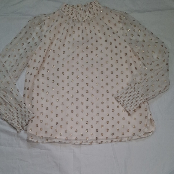 LOFT Cream Puff Sleeve Blouse with Peter Pan Collar - Picture 1 of 12
